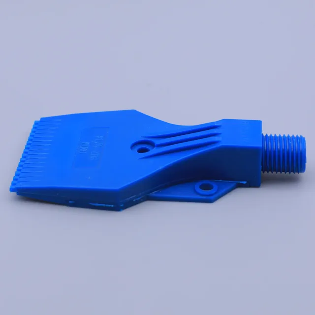 Blue plastic air blow gun nozzle with threaded connector