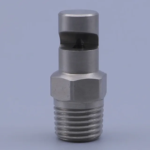 Stainless steel hollow cone spray nozzle with hex fitting and threaded base