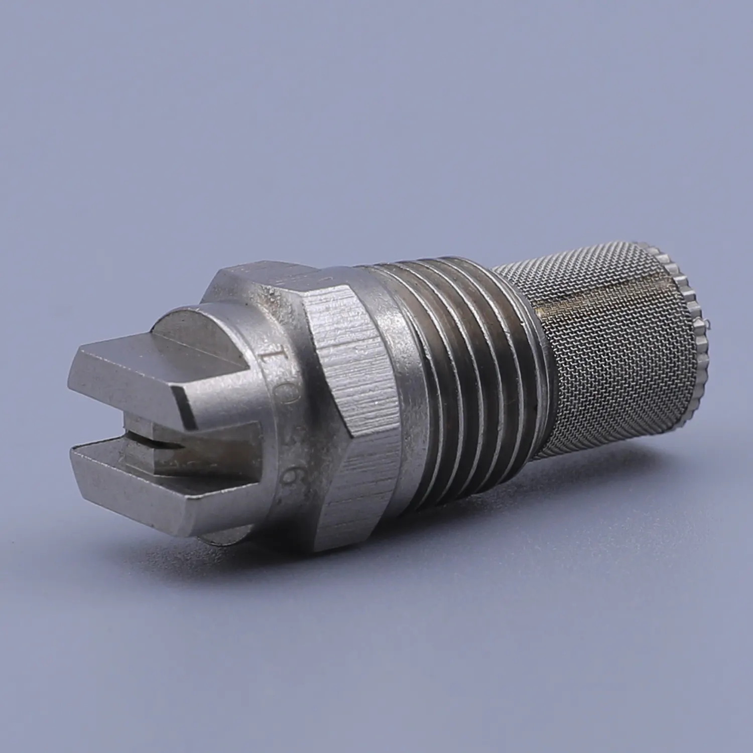 A silver metallic coaxial connector with a threaded interface and knurled coupling nut