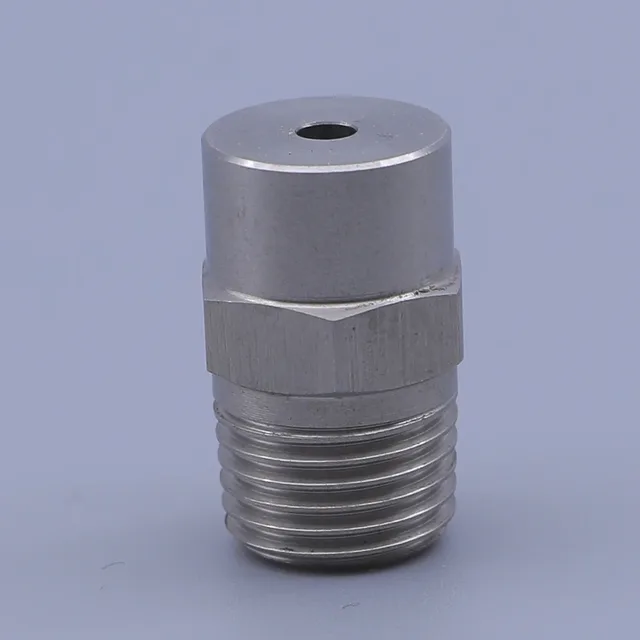 Stainless steel threaded fitting with hex nut and central bore