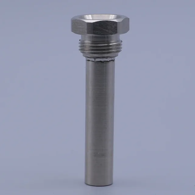 Stainless steel hex head bolt with a long cylindrical shaft