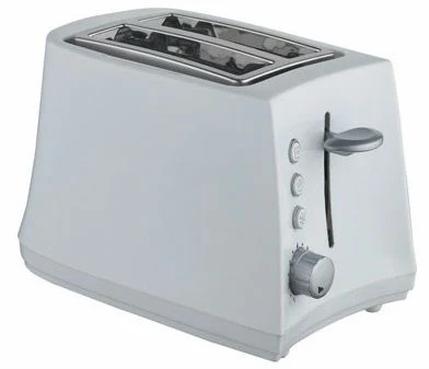 BT108 bread toaster in white with a chrome slot surround