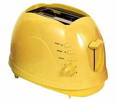 BT110 bread toaster in yellow with printed function labels