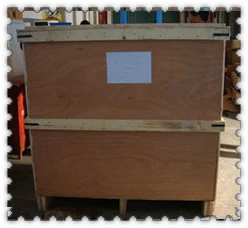 Export crate closed and labelled ready for the forwarder