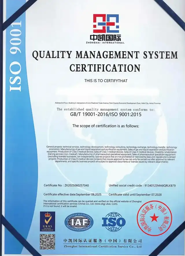 CONSIDER ISO 9001 quality management system certificate