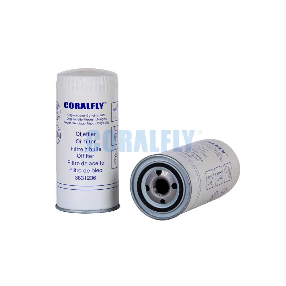 Coralfly Oil Lube Truck Engine Excavator Diesel Engine Oil Filter 3831236