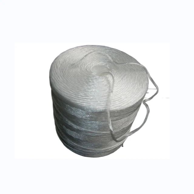Bucket of white polypropylene baler twine