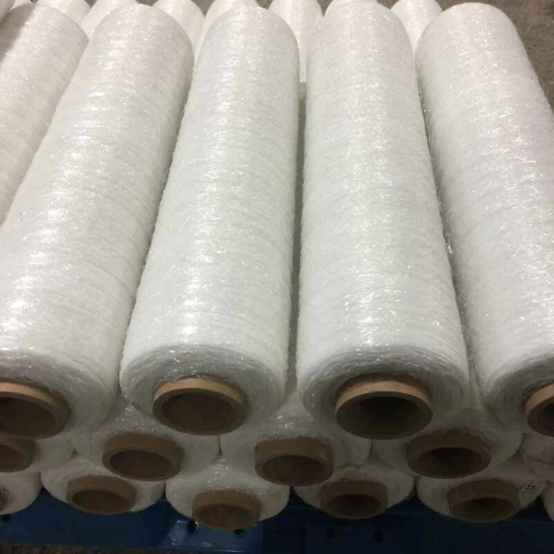 Pallets of white bale net wrap rolls in the finished goods store