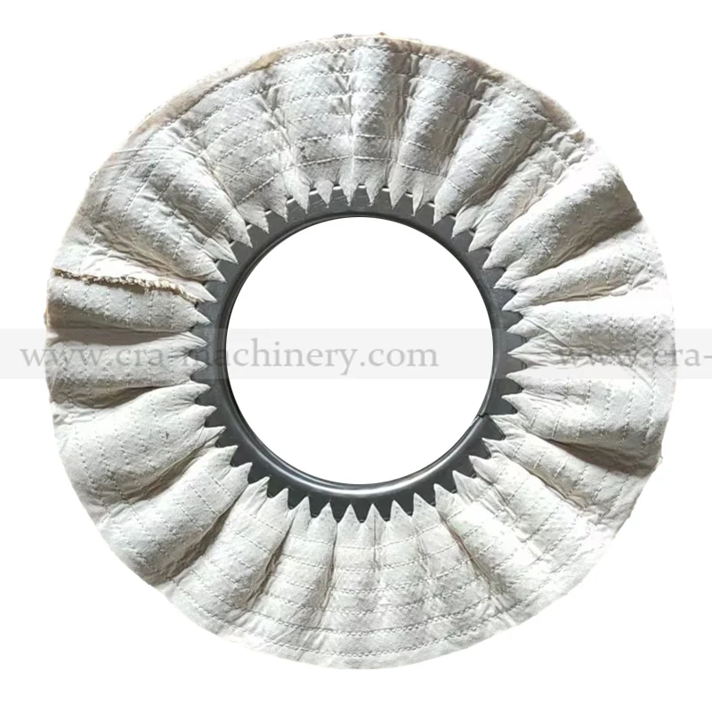 Sisal buffing wheel with irregular airflow structure, showing four plies and iron clinch ring