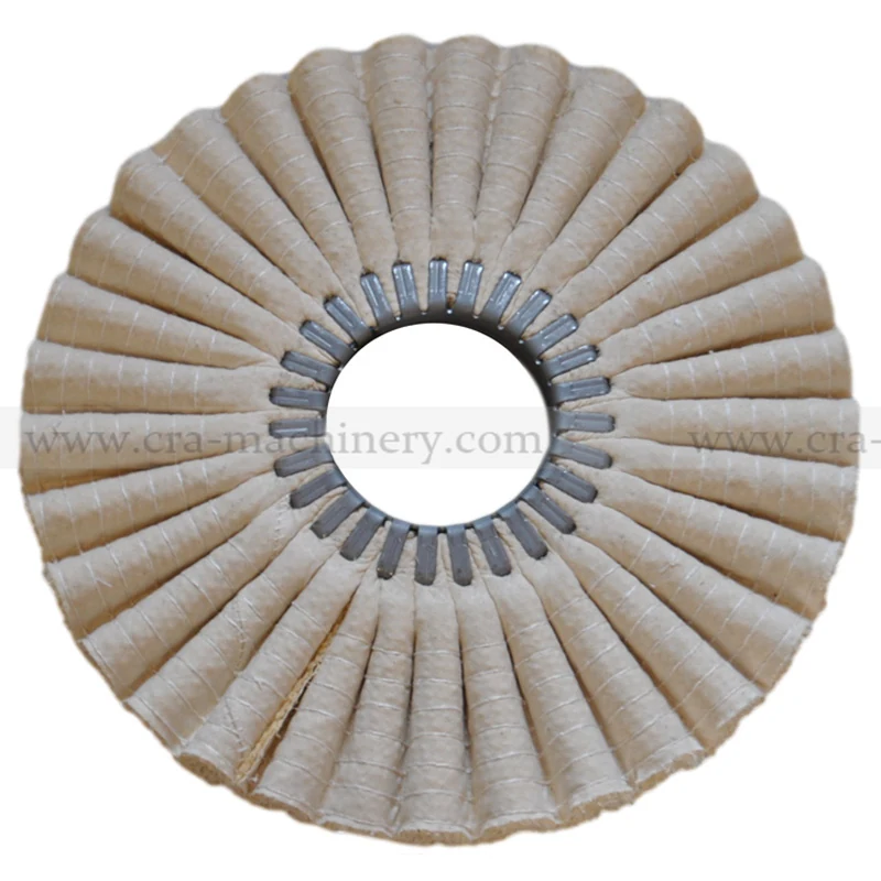 Bias sisal corrugated polish buff with visible airflow channels and water-based resin treatment