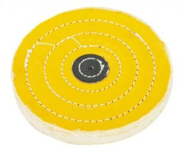 Jewelry mirror finish polishing wheel with multi-layer cotton cloth and sewn center