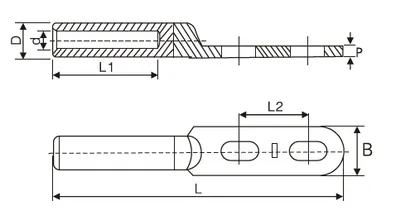 Long Palm Cable Terminal 2 holes view