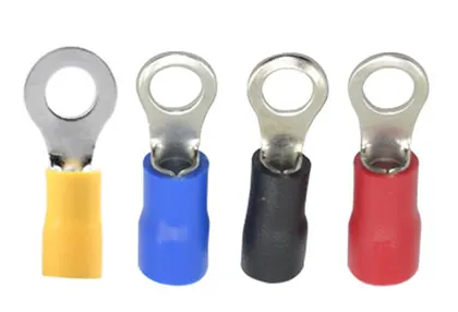 Tin plated insulated crimp ring terminal RV type view