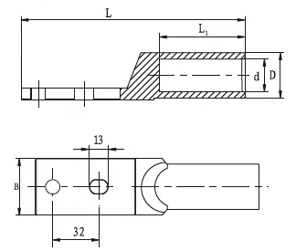 Bi-metal lugs with 2 holes view