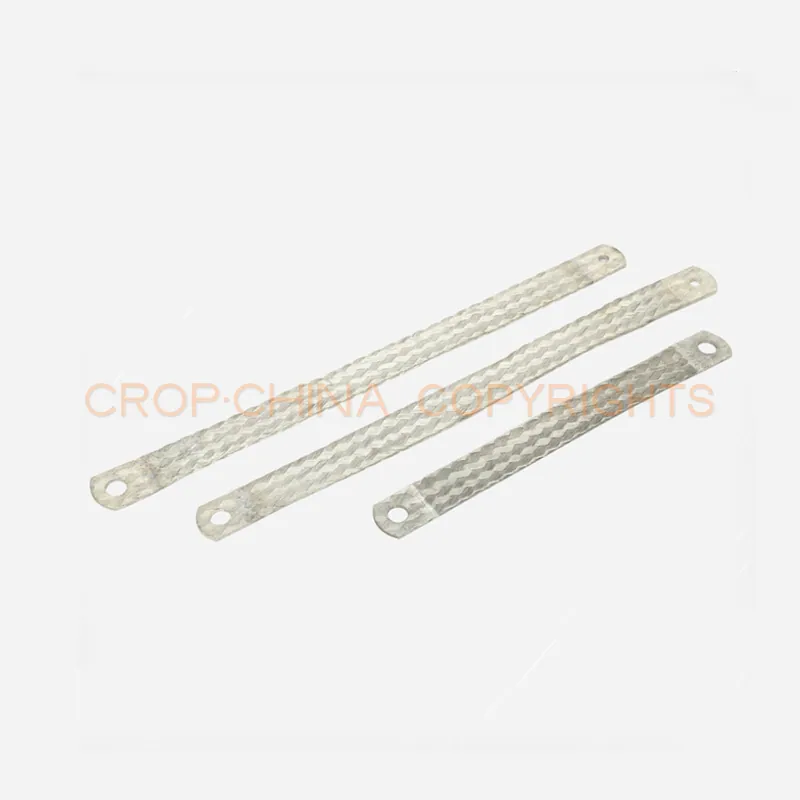 Earth grounding straps copper braided with solderless pressed contact areas