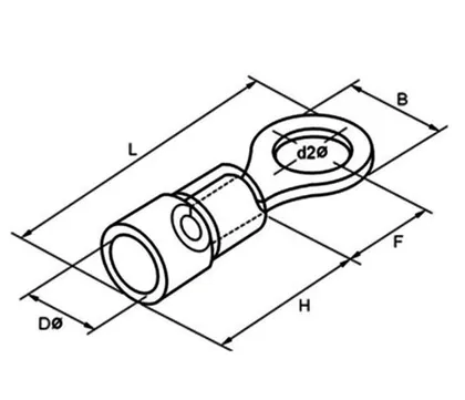 Tin plated insulated crimp ring terminal RV type view
