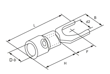 Fork spade crimp terminal SV type view