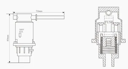 Aerial Fuse holder FCC-V view