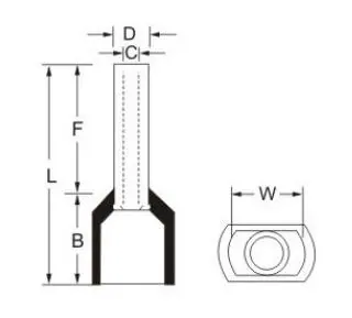 Twin insulated ferrule TE type view