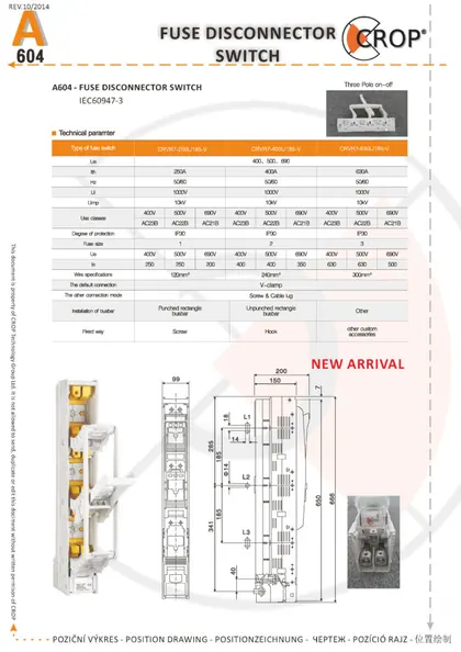 Fuse disconnector switch CRVR7 view