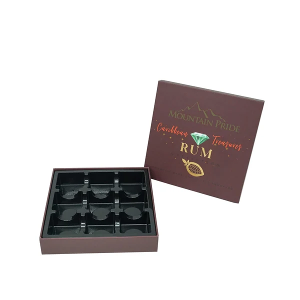 Two piece chocolate sweet box with plastic insert