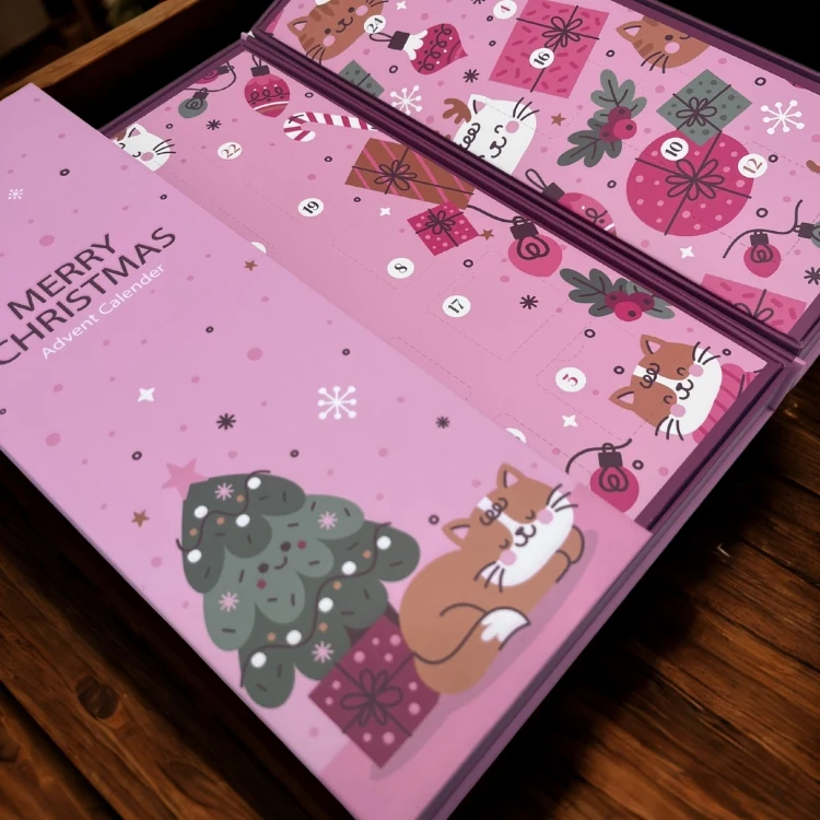 Advent calendar box open showing the compartment tray