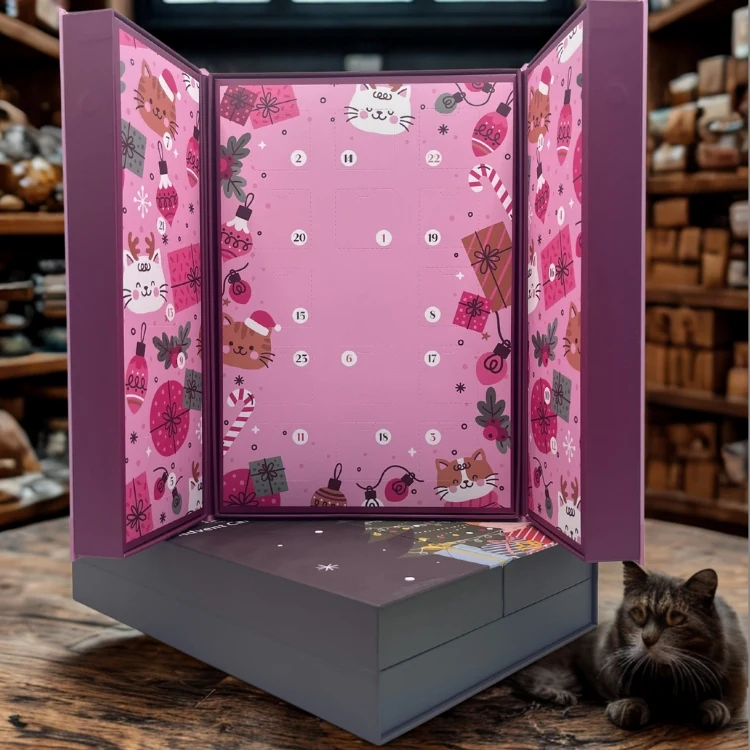 Custom advent calendar box for food and pet treats with numbered doors