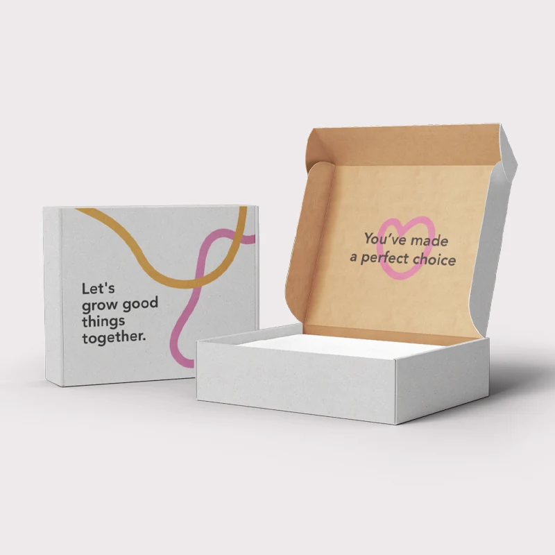 Custom corrugated mailer box with printed interior