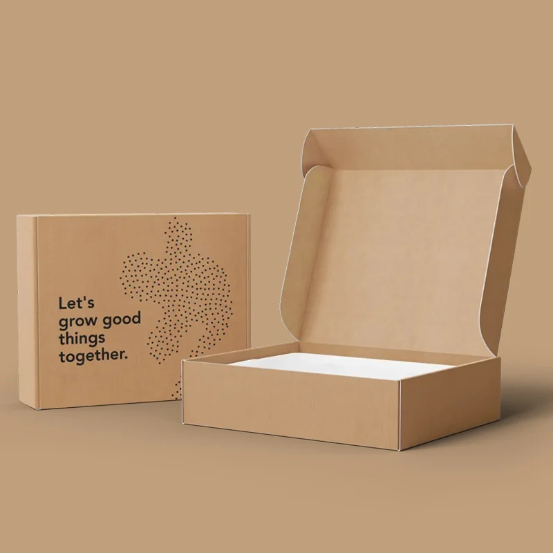 Self-locking mailer box shown open and flat