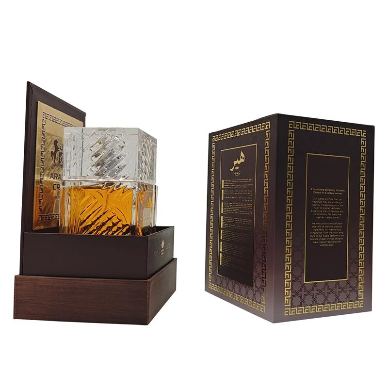 Rigid perfume box closed showing foil stamped branding