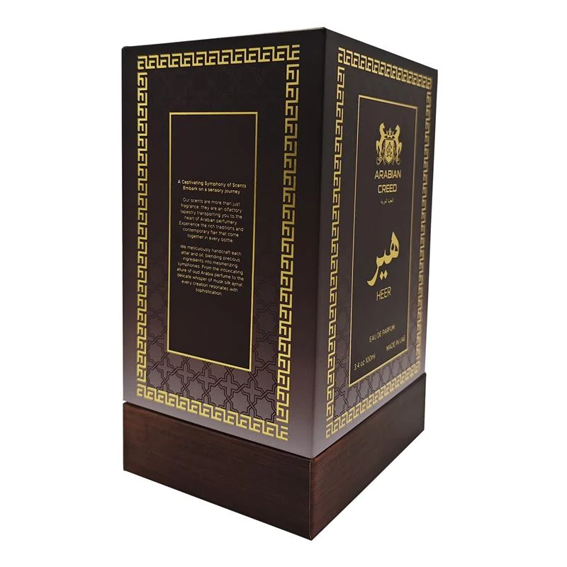 Perfume box opened to show the fitted tray