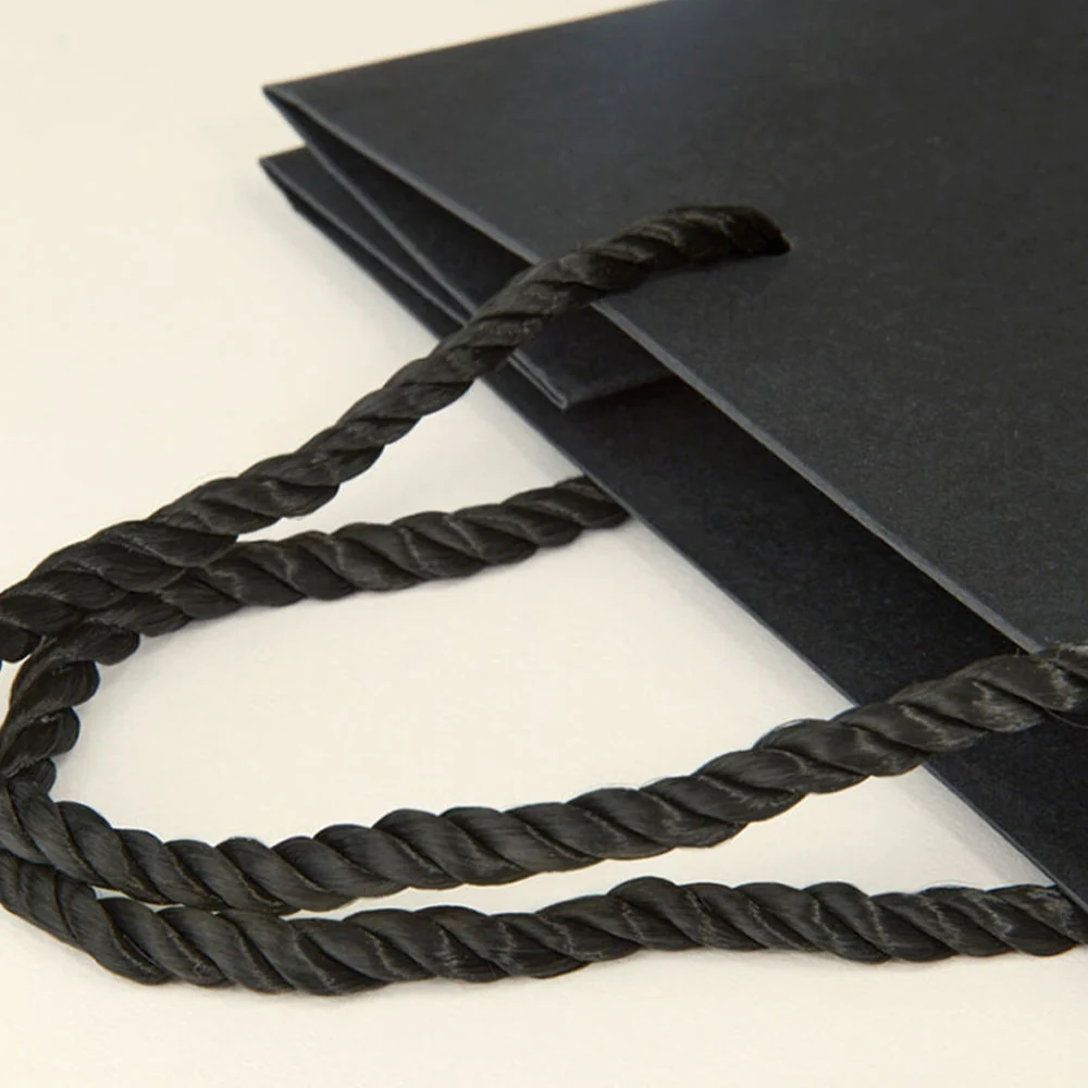 Paper bag with handles held to show the reinforced top edge