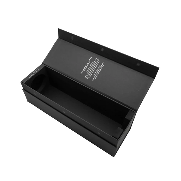 Luxury wine box opened to show the bottle in the EVA insert