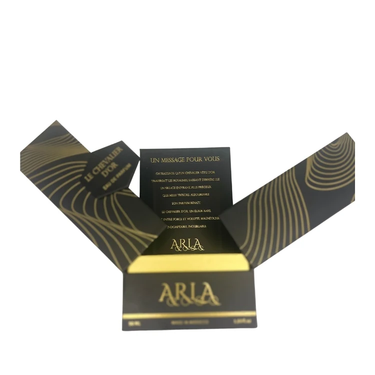 Perfume display box from an angle with both doors open