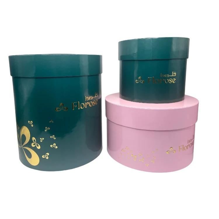Round luxury paper flower box for preserved roses with ribbon