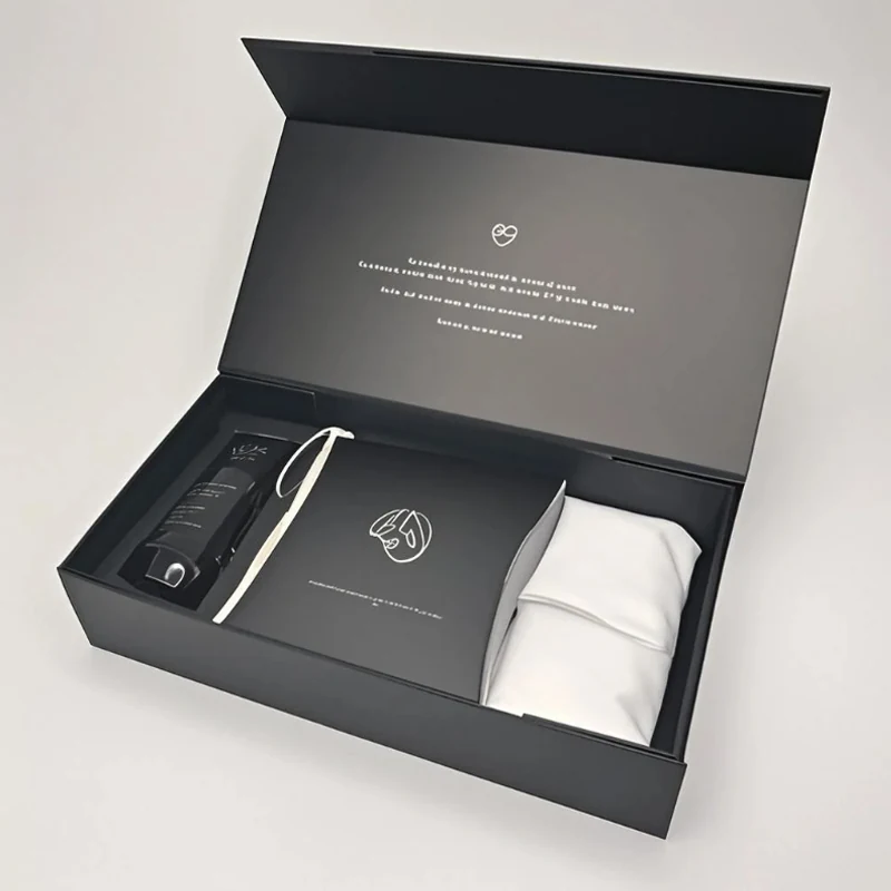 Book-shaped cosmetic box closed showing the magnetic front edge
