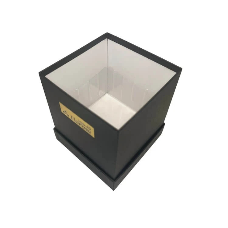 Custom square flower box with foil stamped logo