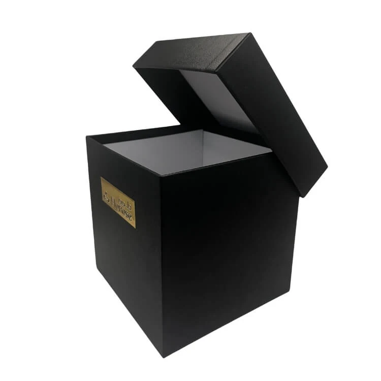 Square rose box shown with the lid removed