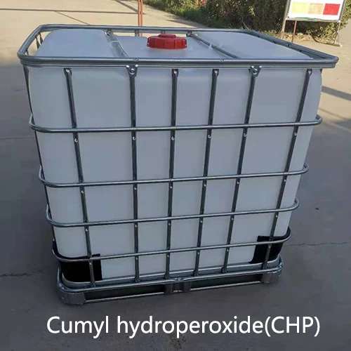 Cumyl hydroperoxide packing drum with hazard labelling