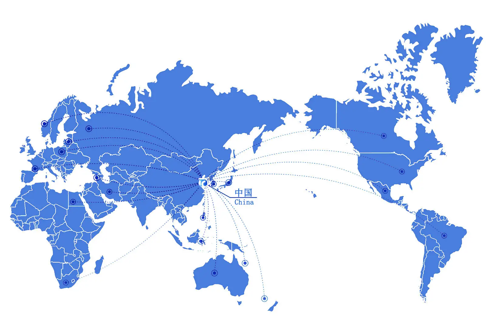 World map showing the markets Dakings Chemical serves