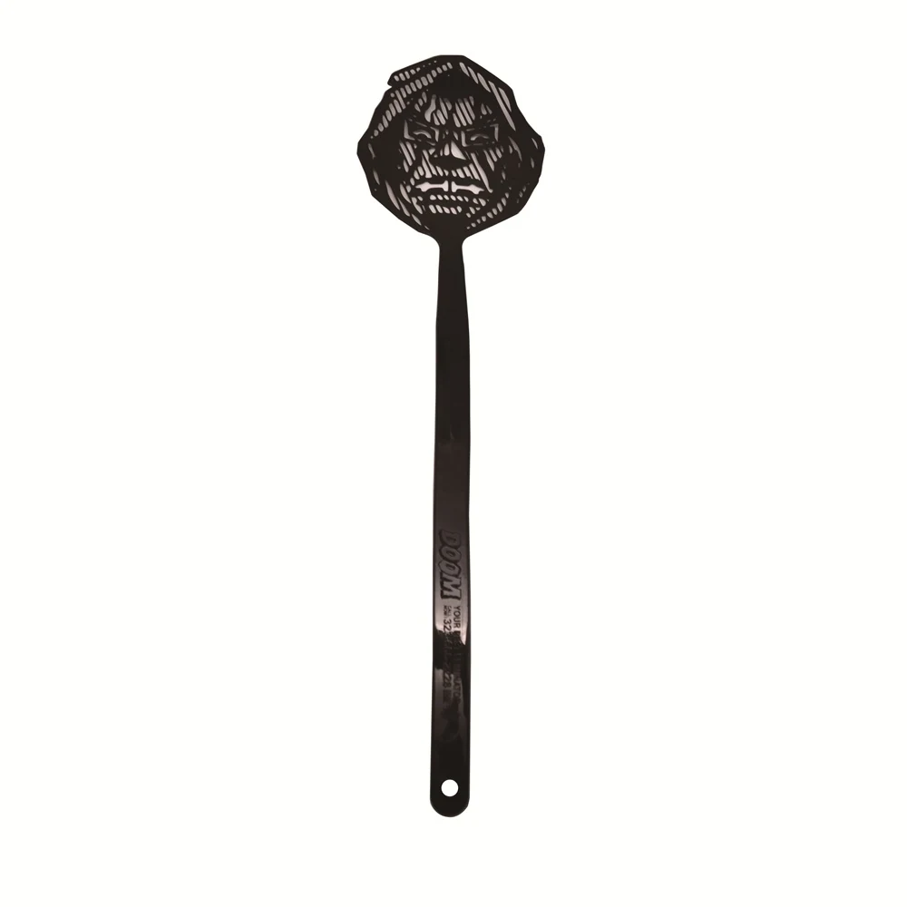 PFS213 grimace shape plastic fly swatter measuring 45 by 12 cm