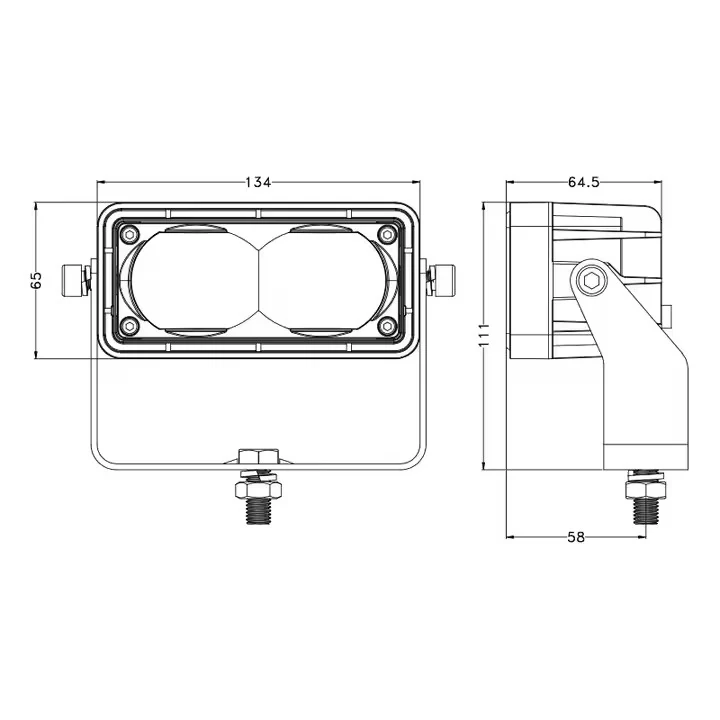 30w 110V High Brightness Safety Lamp Blue Red Green Led Straight Line for Forklift mounting and connector detail