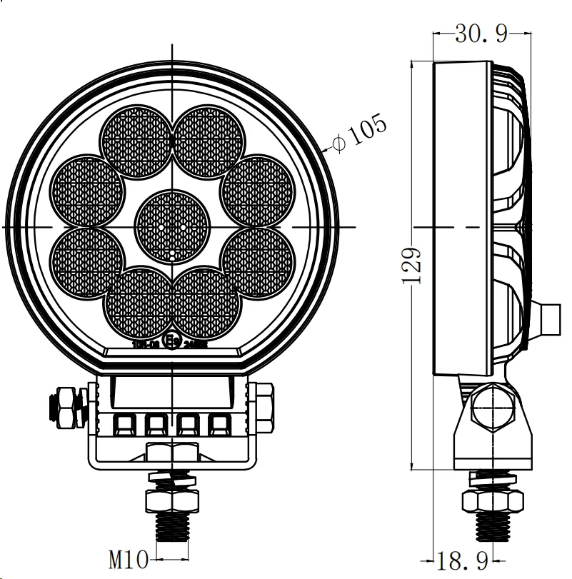 4 inch 36W Round New LED Work Light R10 3675lm shown in the led work lights range