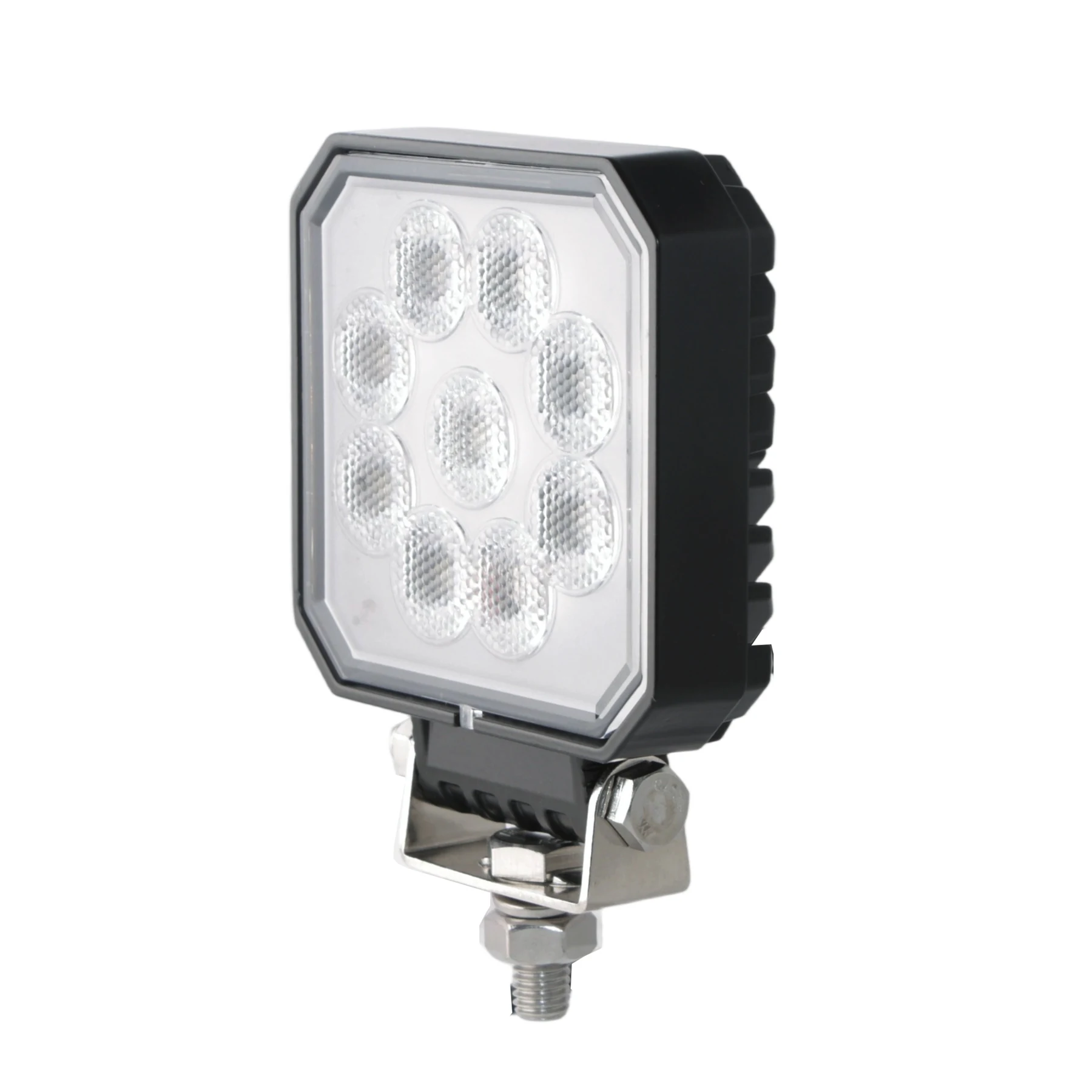4 inch 36W Square New LED Work Light 3609lm R10 housing and bracket detail