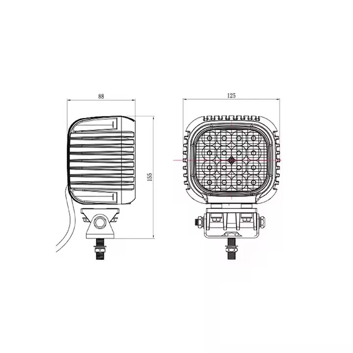 48W Emark LED work light mounting and connector detail