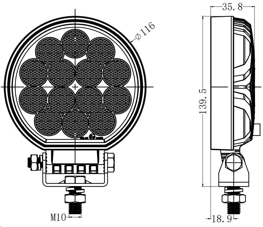 4inch 56W 5377lm Round New LED Work Light R10 shown in the led work lights range
