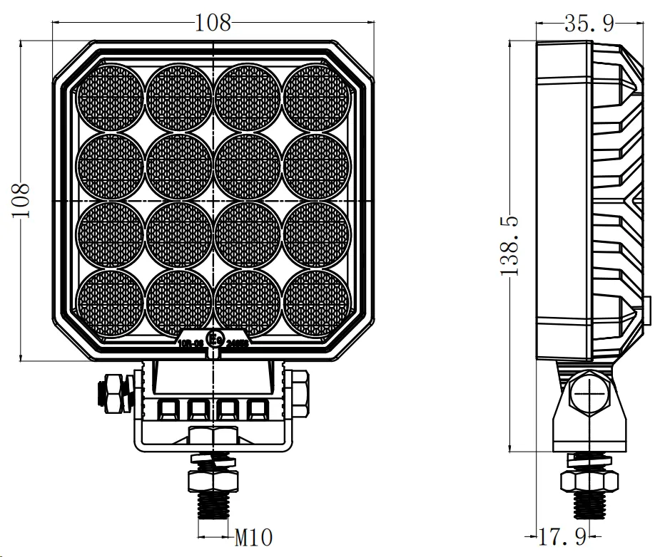 4inch 64W 6415lm Square New LED Work Light R10 shown in the led work lights range