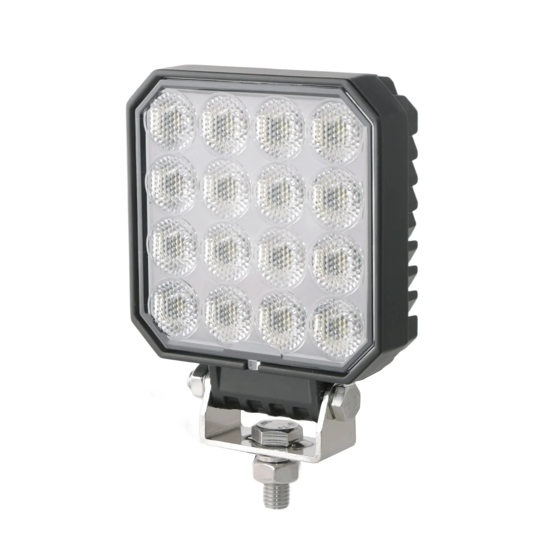 4inch 64W 6415lm Square New LED Work Light R10 housing and bracket detail