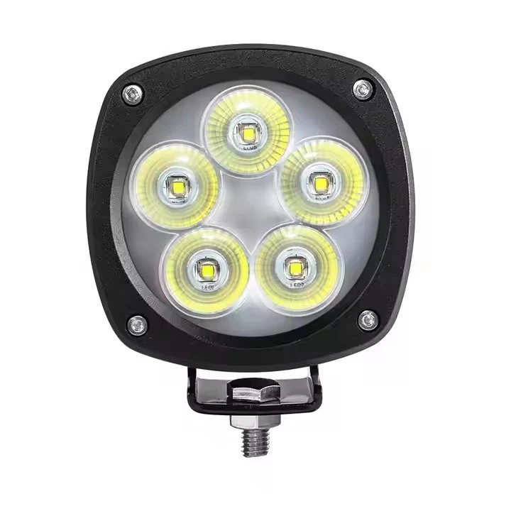 4inch Square 50W Led Work Light for Tractors housing and bracket detail