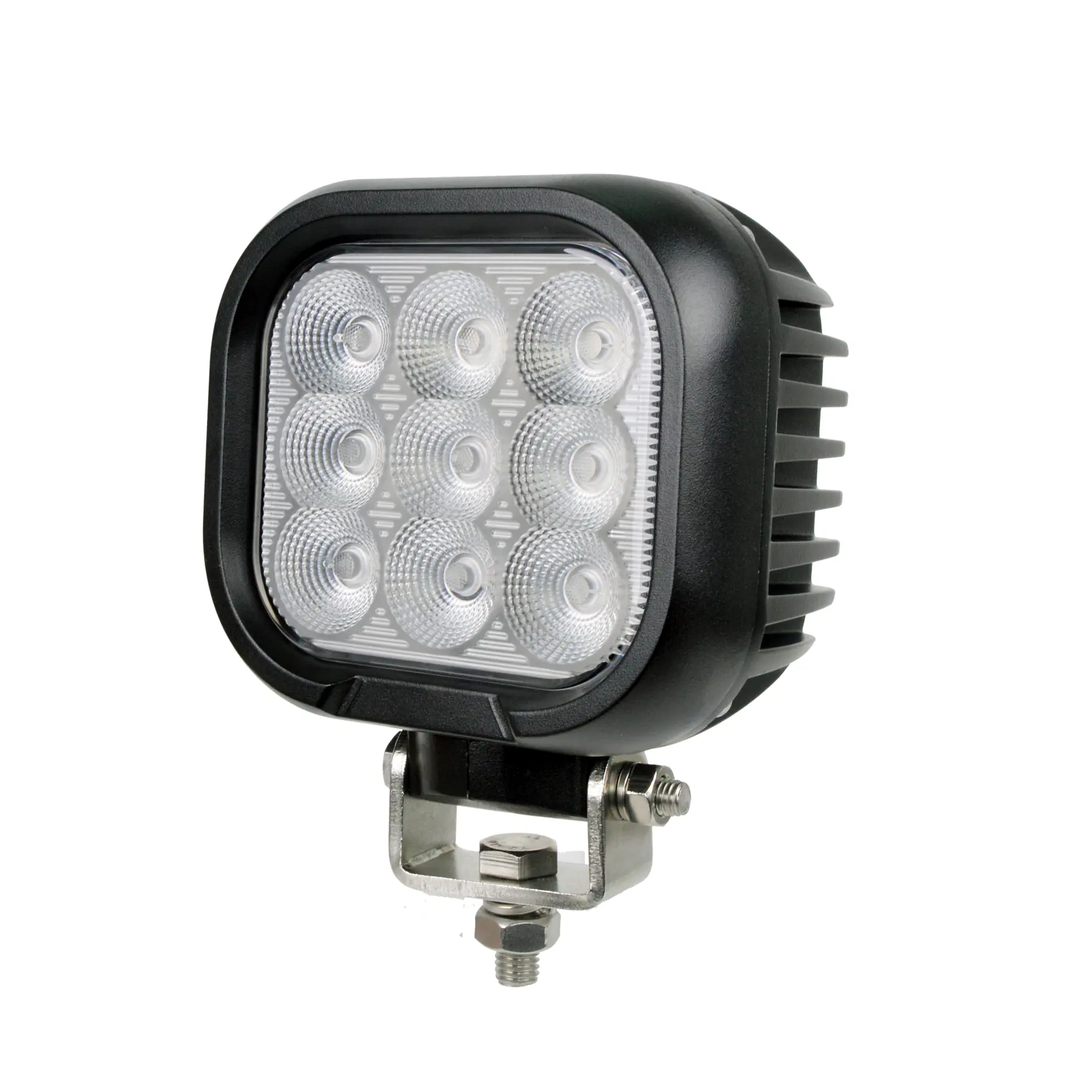 5 inch 90W Led Work Light 7200lm with rotatable bracket shown from the front